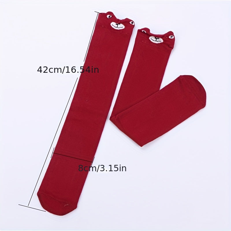 2 Pairs Kids Cat Over The Knee Socks Autumn Winter Girls Cartoon Socks