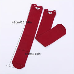 2 Pairs Kids Cat Over The Knee Socks Autumn Winter Girls Cartoon Socks