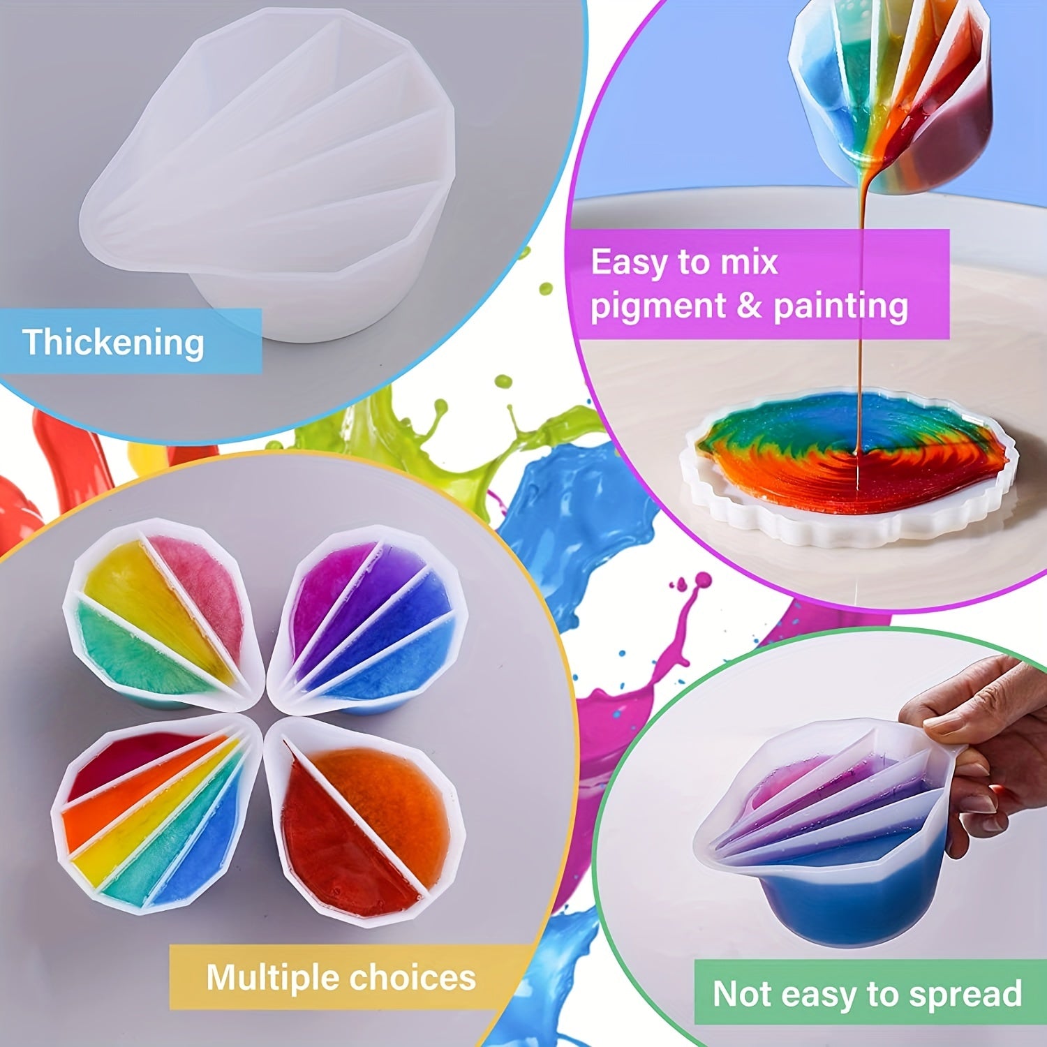 Silicone Split Cups 4 Pcs Resin Mixing Cups Fluid Art