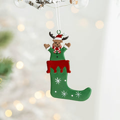 Christmas Stocking Decoration Pendant Santa Snowman Elk Wrought Iron