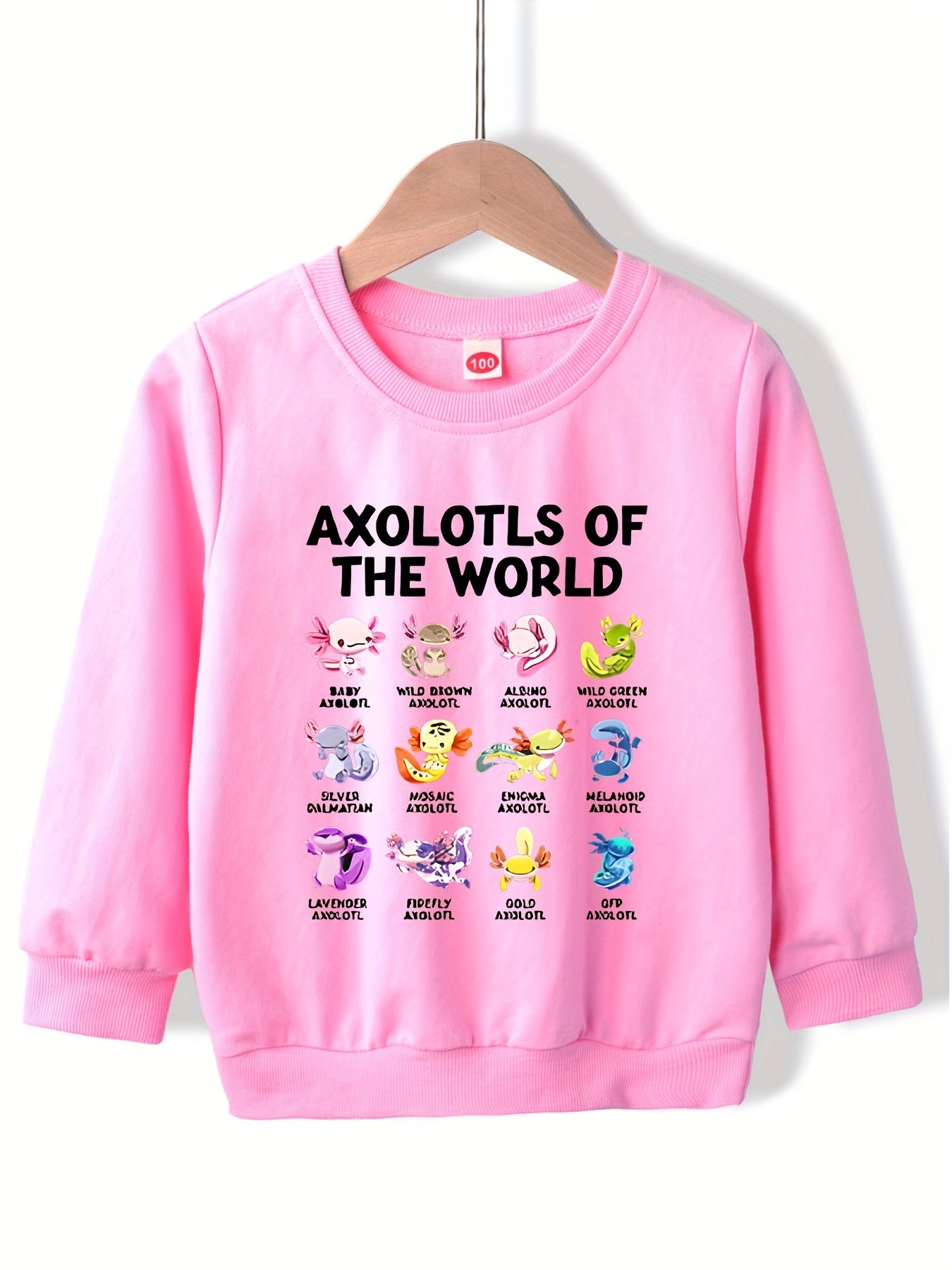 Girls' Axolotls Print Casual Sweatshirt Top