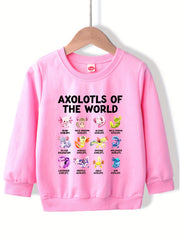 Girls' Axolotls Print Casual Sweatshirt Top