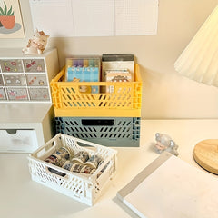 Desktop Folding Storage Basket Snack Stationery Finishing Storage Box