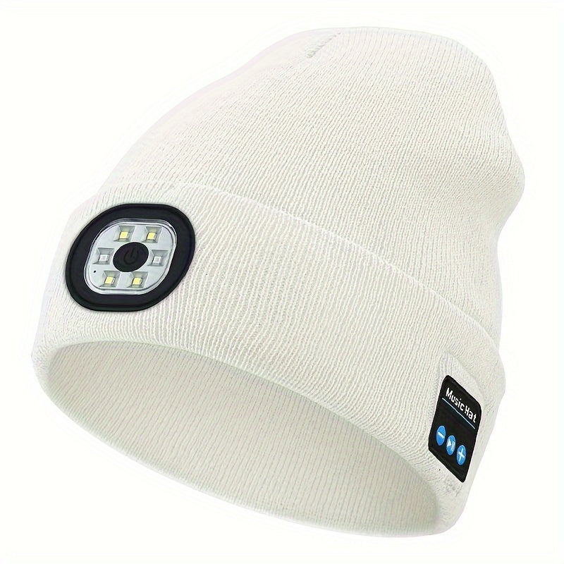LED Light Hat Wireless Function Beanie Hat Rechargeable Knit Warm Hat