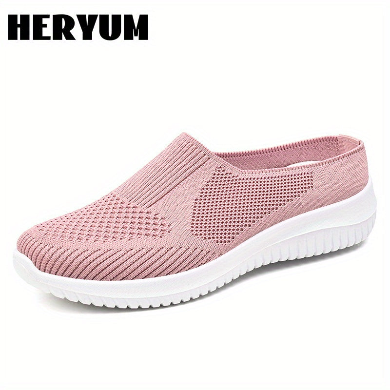 Breathable Knit Mule Sneakers for Women Lightweight Slip On Shoes