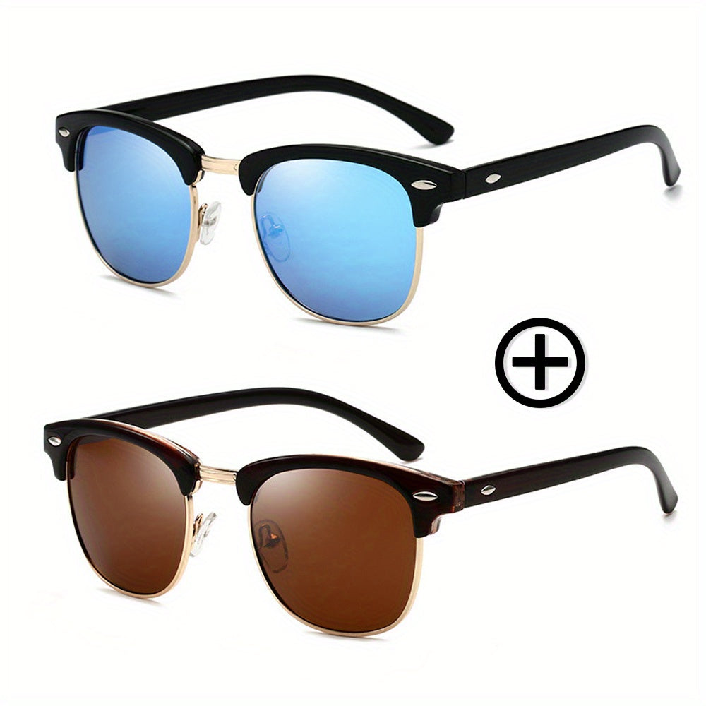 2 Pcs Polarized Sunglasses Semi Rimless Anti Light Eyewear Pack