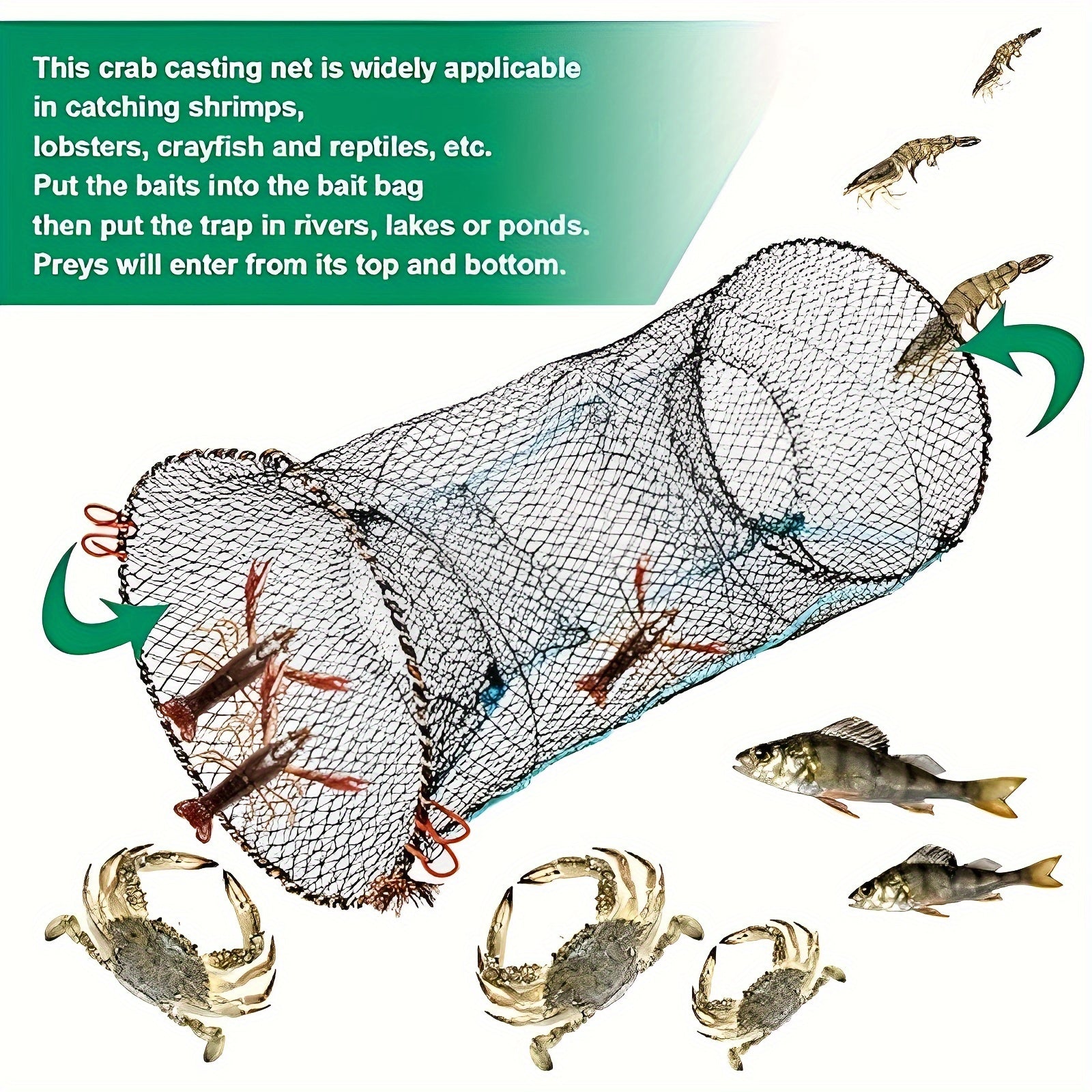 1pc Fishing Bait Trap Crab Trap Collapsible Casting Net