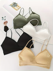 Girls Cami Bras V Neck Padded Seamless Straps Bralette