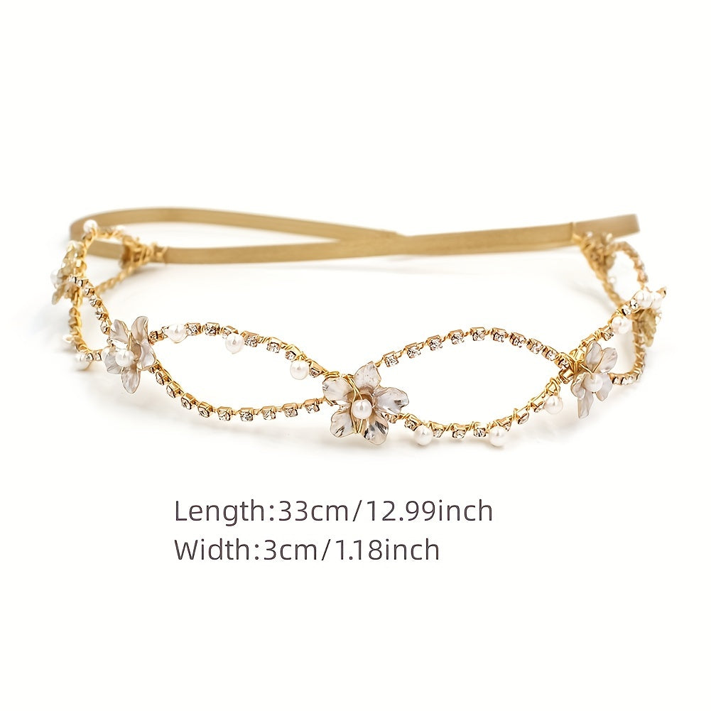 Double Layer Faux Pearl Rhinestone Head Piece Bridal Hair Accessories