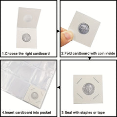 100pcs Square Cardboard Coin Holders for Stamp Collectors & Sorting Coins