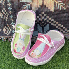 Pink Polka Dot Gnome Flat Skate Shoes for Women