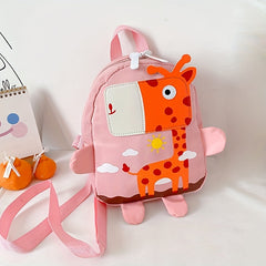 Kids Giraffe Patch Decor Backpack with Anti-lost Rope