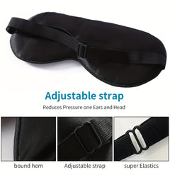 Silk Sleep Eye Mask Adjustable Strap Comfortable Blindfold w/ Earplugs