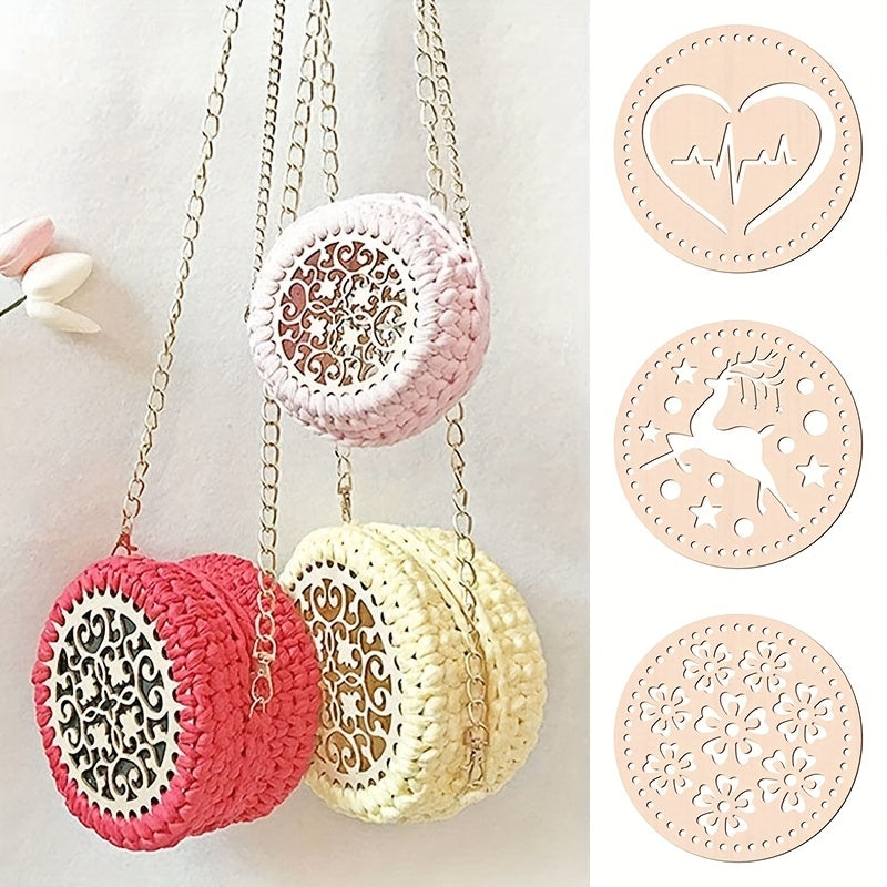 2pcs DIY Wooden Bag Base Braided Crossbody Ladies Bag Cover Wood Chip