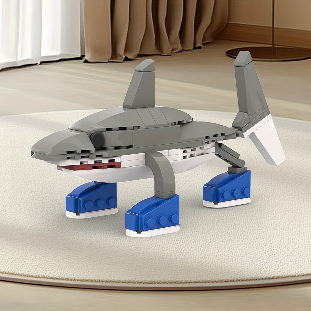 Funny Shark Model Building Blocks Toy Cartoon Birthday Gift Desktop Decoration