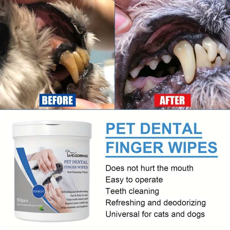 50pcs Pet Oral Health Silicone Fingertip Toothbrush for Dogs and Cats