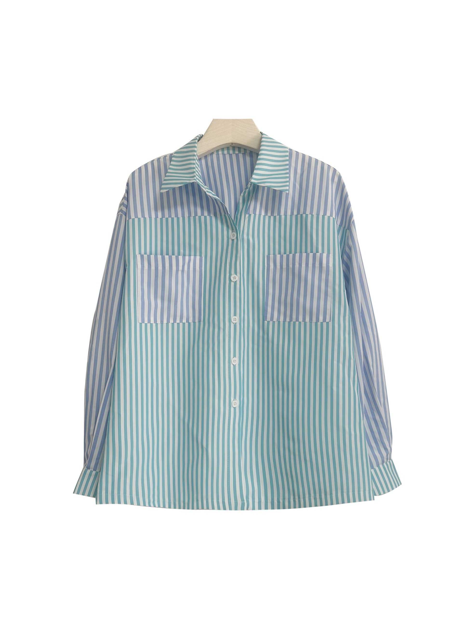 Stripe Print Shirt & Drawstring Shorts Set