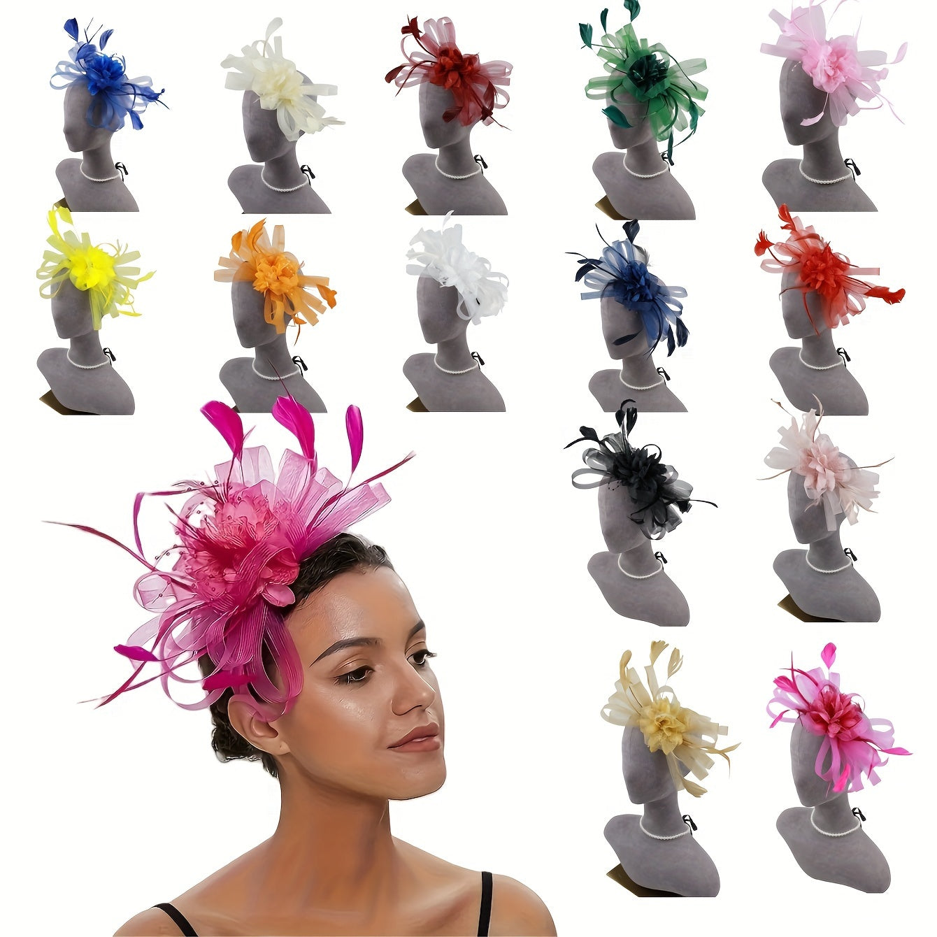 Vintage Floral & Feather Hair Accessory