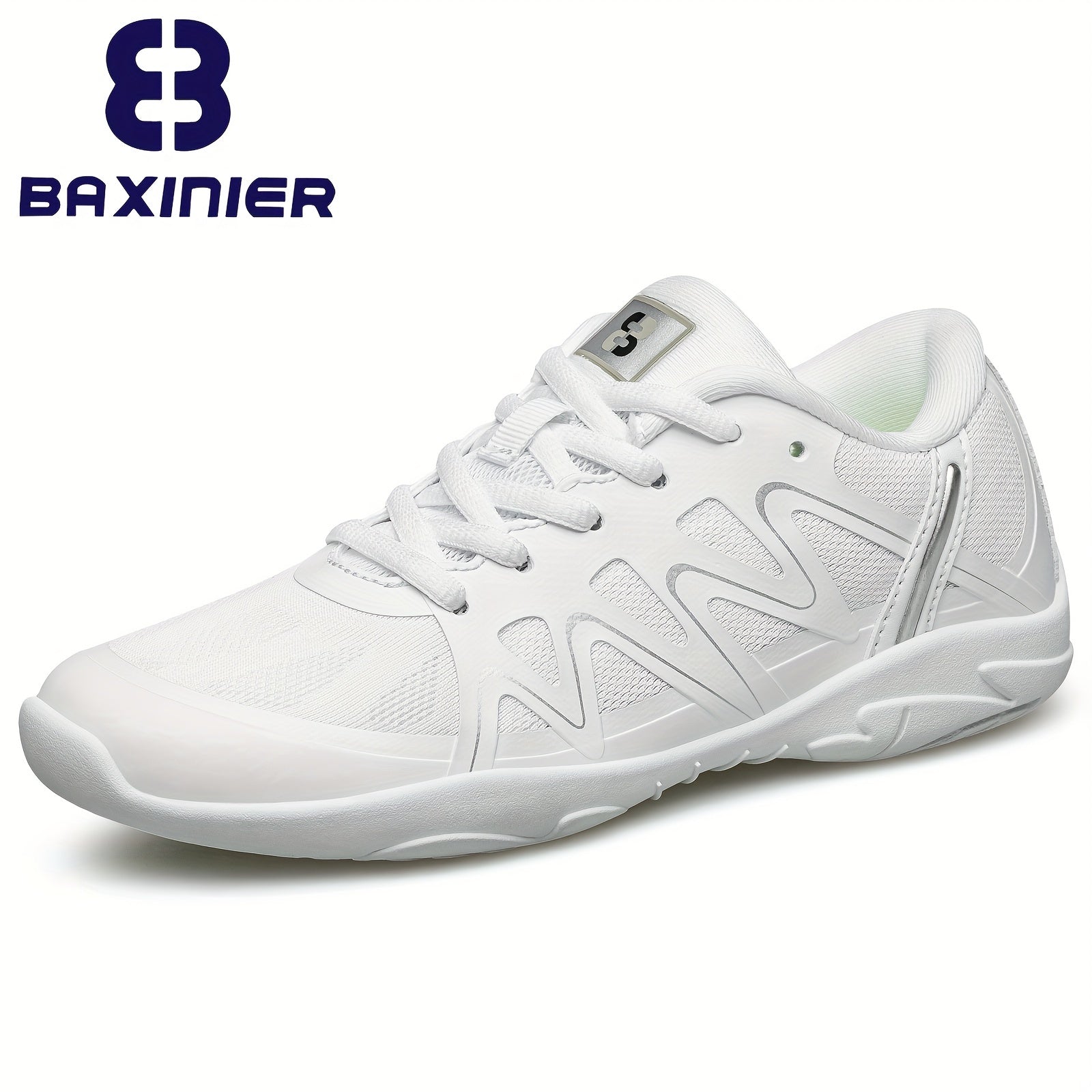 Girls Cheerleading Shoes Athletic Mesh Dance Shoes Soft Sole Lace Up Sports Snea