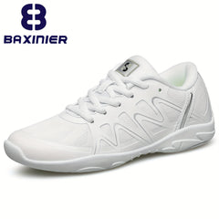 Girls Cheerleading Shoes Athletic Mesh Dance Shoes Soft Sole Lace Up Sports Snea
