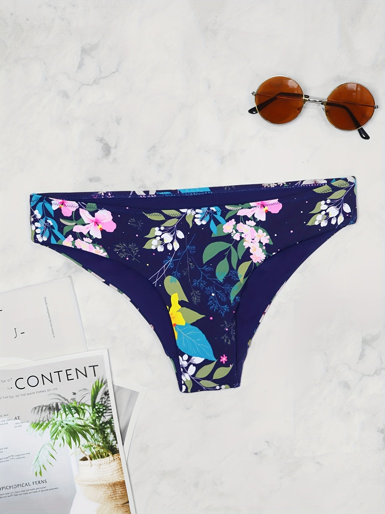 Floral Print High Cut Sexy Swim Briefs Low Waist Swimsuit Bottoms