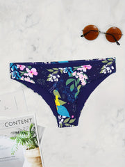 Floral Print High Cut Sexy Swim Briefs Low Waist Swimsuit Bottoms