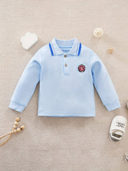 Toddler Baby Boys Lapel Pullover Top Long Sleeve Casual Sweatshirt
