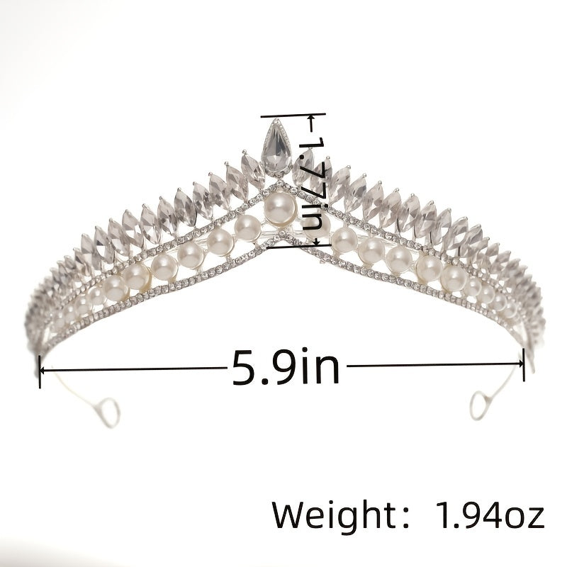 Pearl Wedding Tiara Silver Bridal Tiara Pearl Wedding Crown Romantic