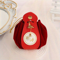 Velvet Gift Bags Drawstring Pouch with Pearl Charm