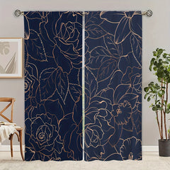 Flower Printed Window Curtain Rod Pocket Blackout Decorative Curtains