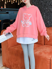 Girls Long Sleeve Hoodie & Ripped Short Skirt 2pcs GO BEAR Floral Print