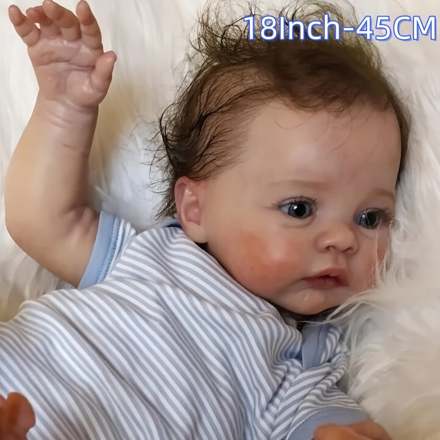 18" Lifelike Meadow Reborn Baby Doll Soft Vinyl Body Rooted Hair Realistic Touch