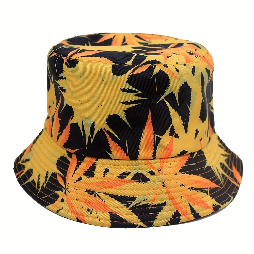 Maple Leaf Print Fisherman Hat Sunshade Sunscreen Basin Hat