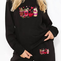 Graphic Print Long Sleeve Top & Pants Pajama Set