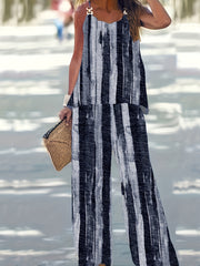Tie Dye Stripe Print Cami Top & Pants Set