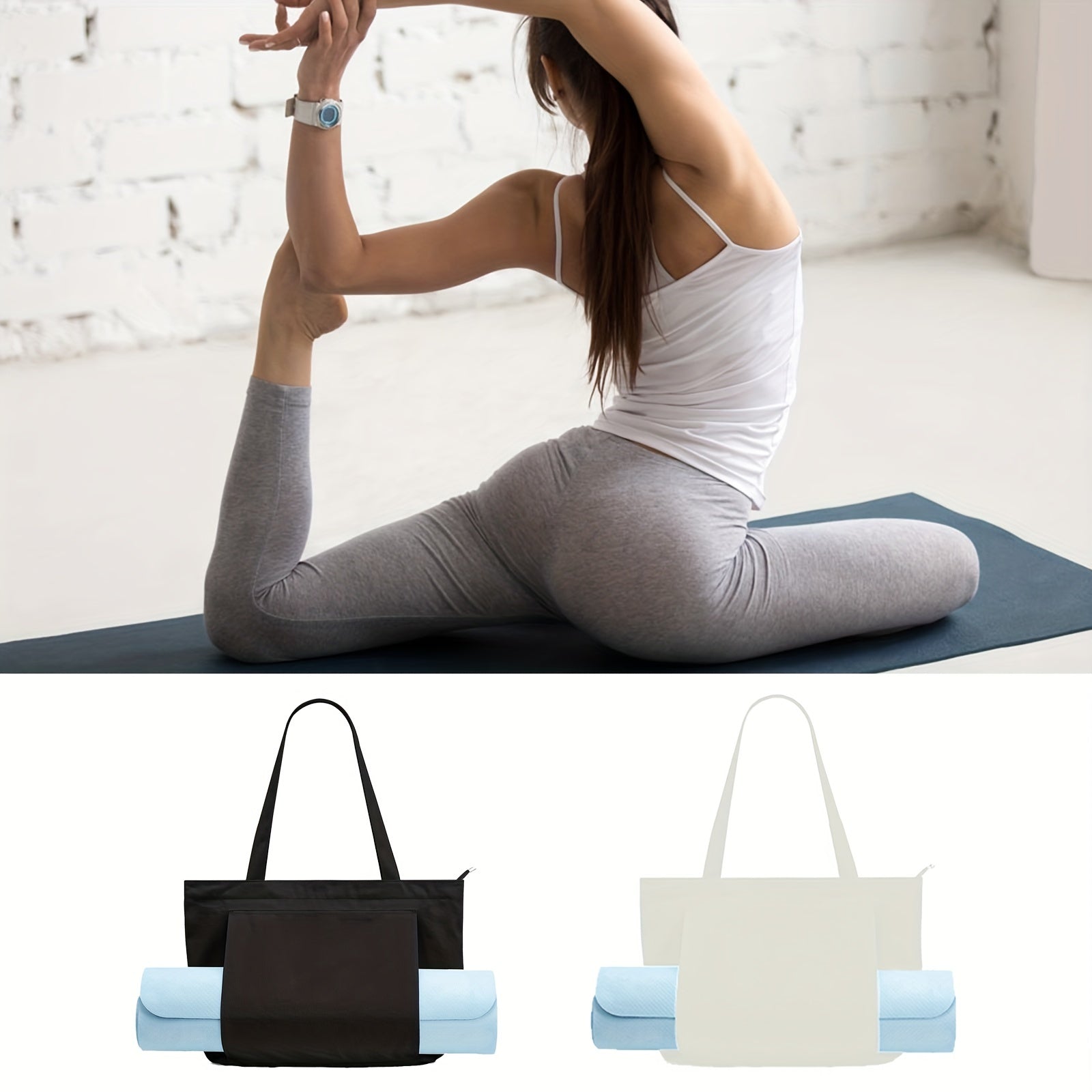 Yoga Bag for Women with Mat Carrier Canvas Tote - Pilates Gym