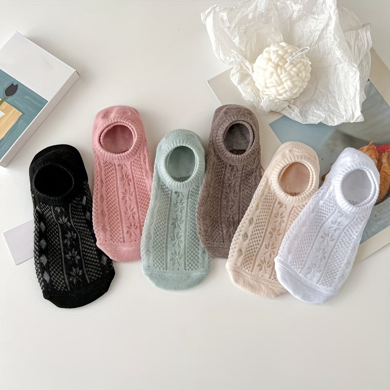 6 Pairs Jacquard Ankle Socks Hollow Out Breathable Women's Stock