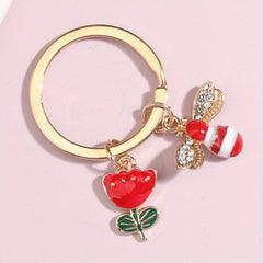 Bee & Sunflower Keychain Animal Key Ring Women Gift