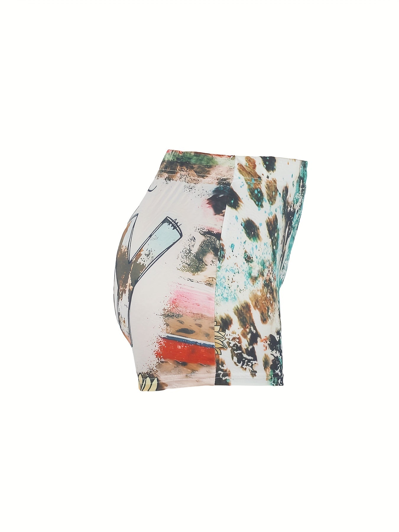 Graphic Print Skinny Shorts Sexy Elastic Waist Shorts