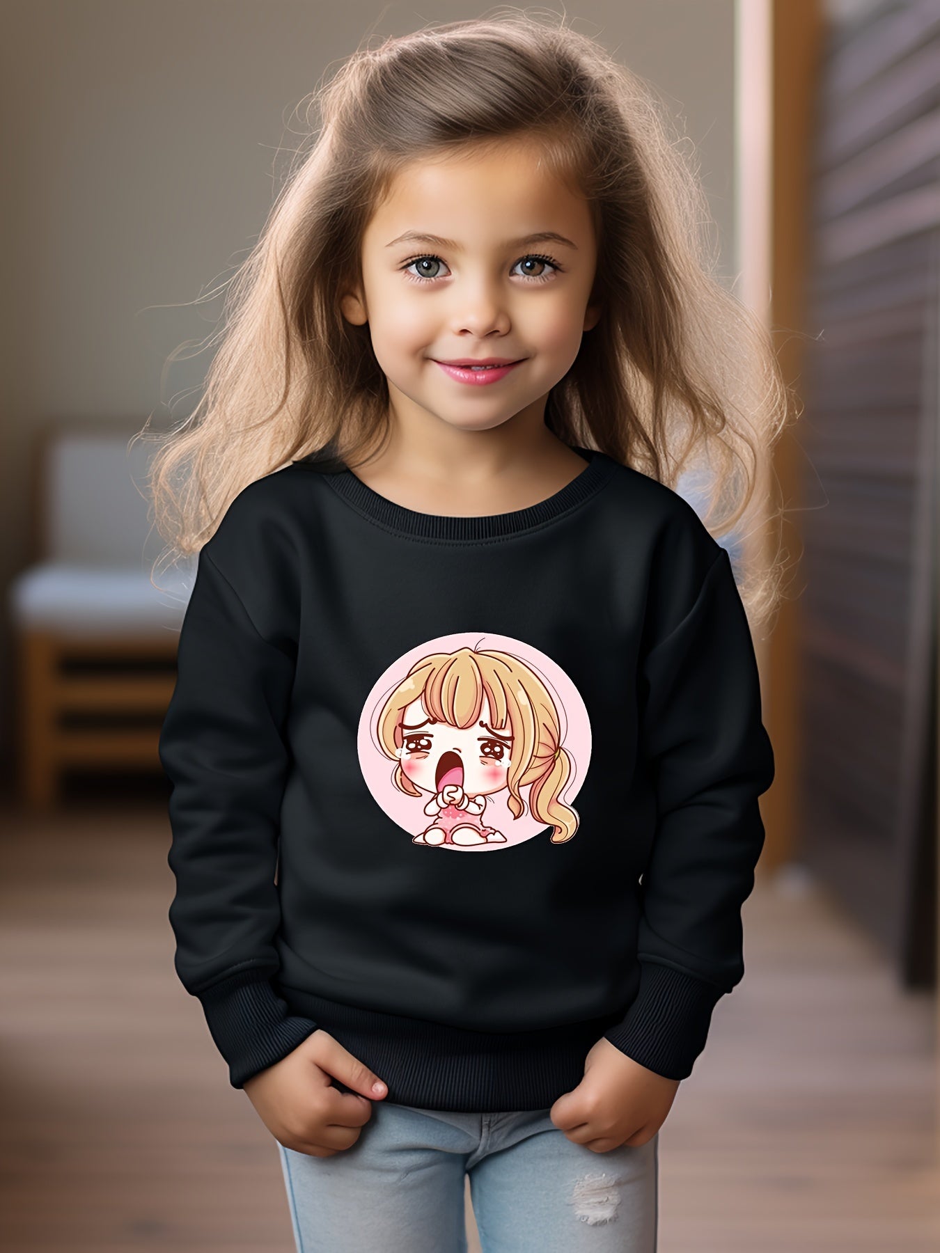 OERYUI Poor Crying Girl Graphic Sweatshirt for Kids