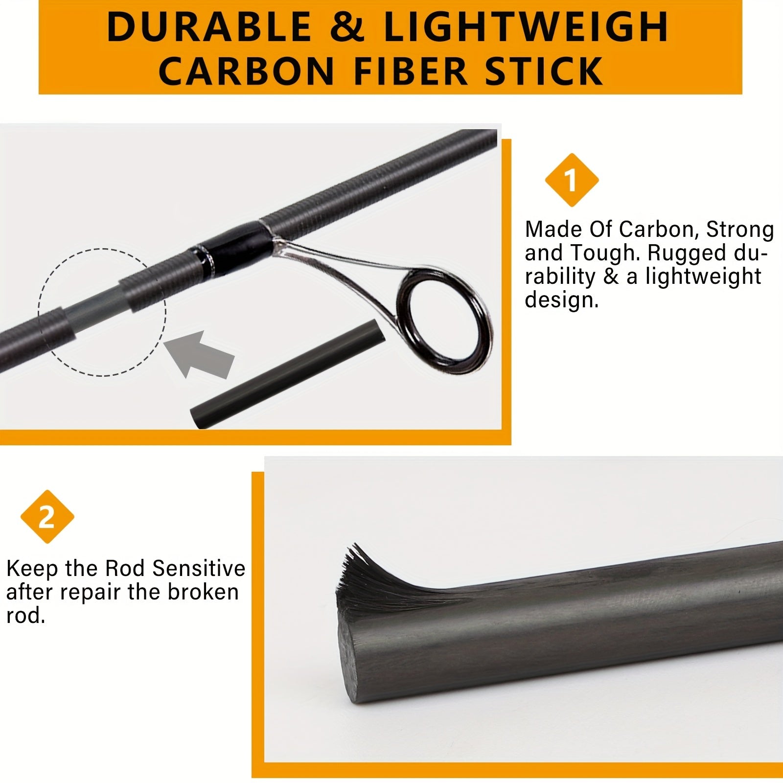 DOVESUN Lure Fishing Rod Repair Kit Carbon Fiber Stick Fishing Rod Accessories