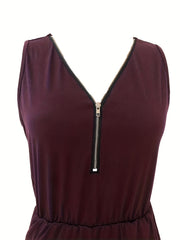 Sleeveless Zipper Front Romper Jumpsuit Casual Summer Wear