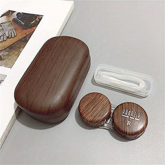 Wood Grain Lens Case with Mirror Storage Box