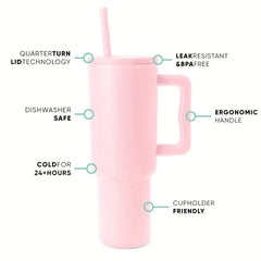 Insulated Stainless Steel 40Oz Tumbler with Handle & Straw Lid