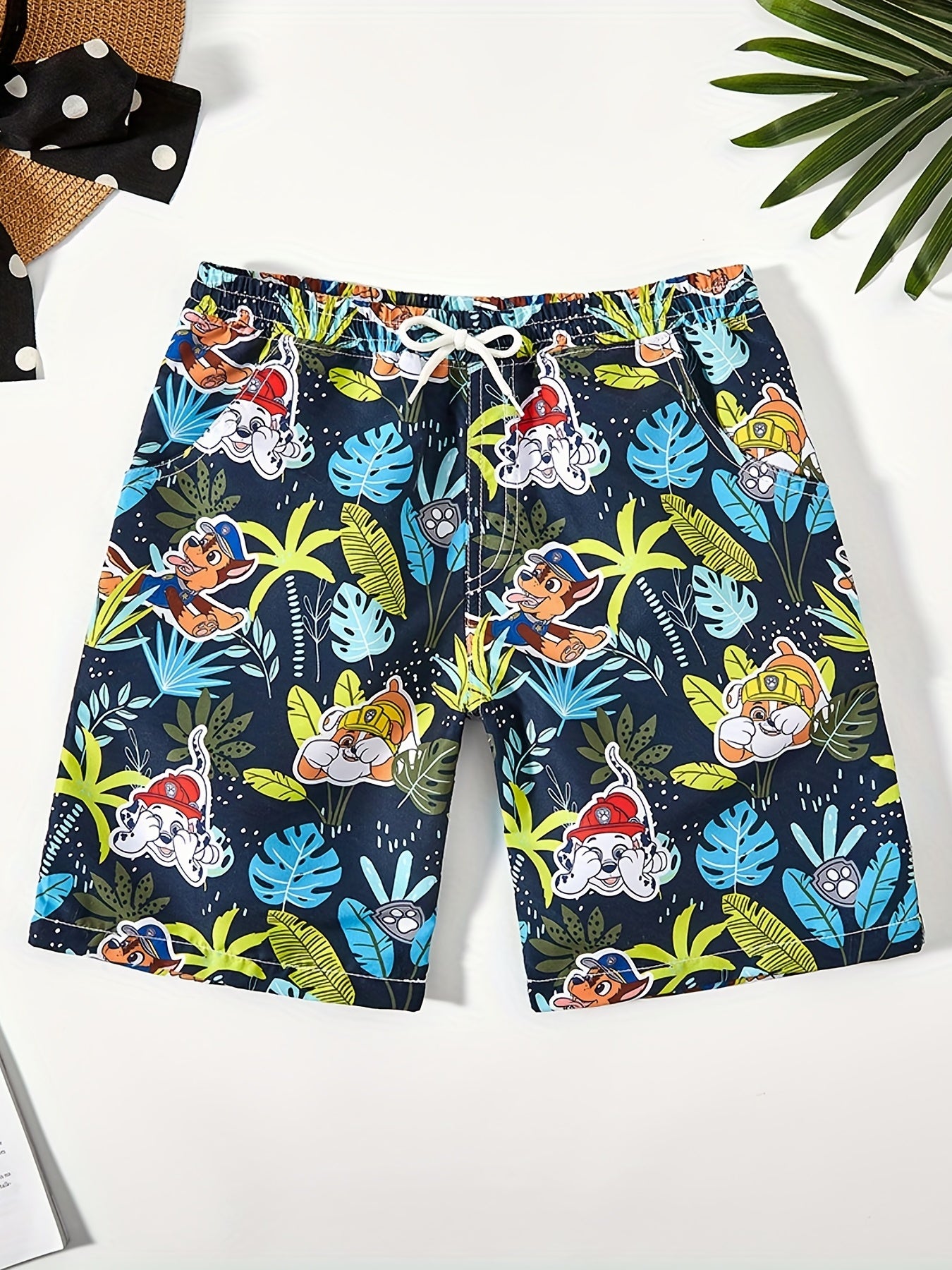 Boys Hawaii Tropical Leaf Beach Shorts Quick Dry Sports Seaside Shorts
