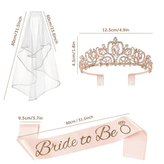 Bachelorette Party Decorations Bridal Shower Crown Bride to Be Sash&Veil