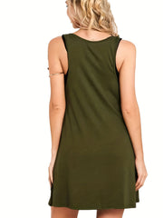 Casual Two-piece Set Scoop Neck Dress & Tank Top