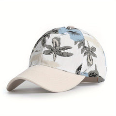 Flower Print Baseball Cap Lightweight Sun Hats Adjustable Dad Hat For Women