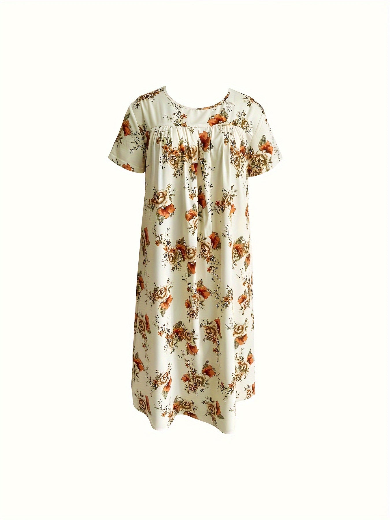Floral Print Short Sleeve Lounge Dress