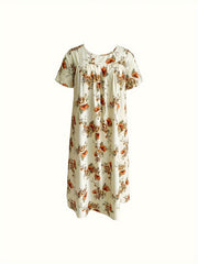 Floral Print Short Sleeve Lounge Dress